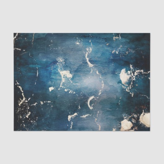 Elegant Blue en Gold Marble Tissuepapier (Voorkant)