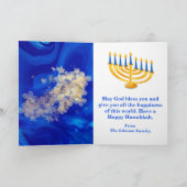 Elegant Blue en Gold Menorah Happy Hanukkah Feestdagen Kaart (Binnen)