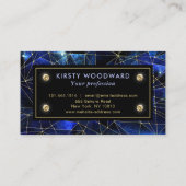 Elegant Blue en Gold Midnight Crystal Galaxy Visitekaartje (Achterkant)