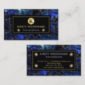 Elegant Blue en Gold Midnight Crystal Galaxy Visitekaartje (Voorkant / Achterkant)