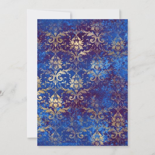 Elegant Blue en Gold Peacock sierents Kaart (Achterkant)