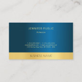 Elegant Blue en Gold Professional Sjabloon Moderne Visitekaartje (Achterkant)