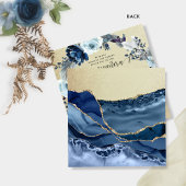 Elegant Blue en Gold Quinceañera, Floral Kaart