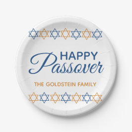 Elegant Blue en Gold Star van David Happy Passover Papieren Bordje