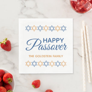 Elegant Blue en Gold Star van David Happy Passover Servet