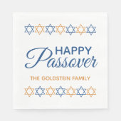 Elegant Blue en Gold Star van David Happy Passover Servet (Voorkant)