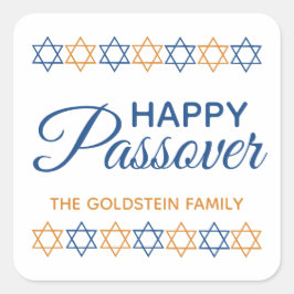 Elegant Blue en Gold Star van David Happy Passover Vierkante Sticker