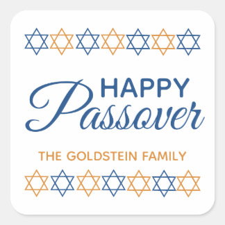 Elegant Blue en Gold Star van David Happy Passover Vierkante Sticker