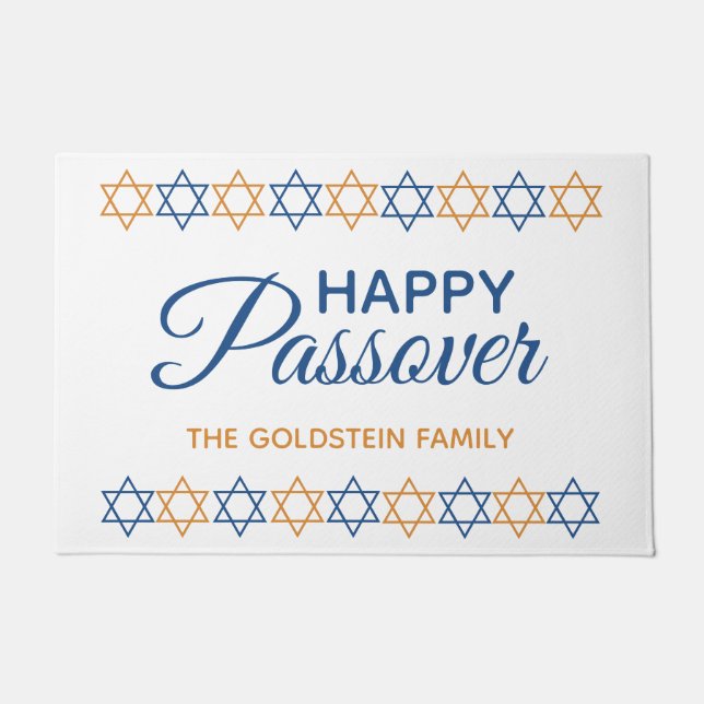 Elegant Blue en Gold Star van David Passover Deurmat (Voorkant)