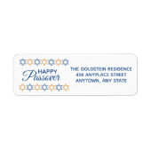 Elegant Blue en Gold Star van David Passover Etiket (Voorkant)