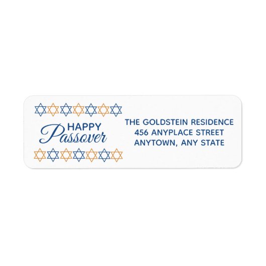 Elegant Blue en Gold Star van David Passover Etiket (Voorkant)