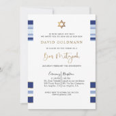 Elegant Blue en Gold Striped Tallit Bar Mitzvah I Kaart (Voorkant)