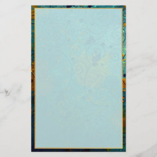 Elegant Blue en Gold Vine Briefpapier