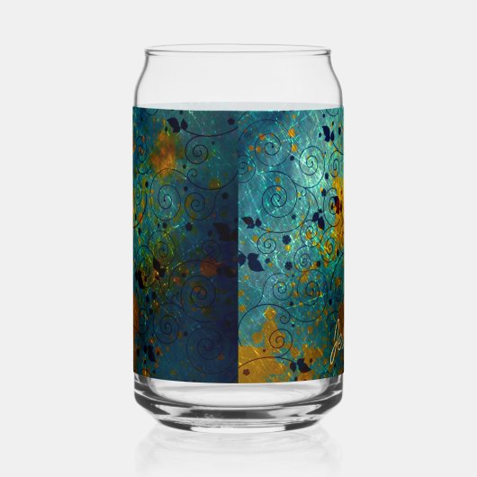 Elegant Blue en Gold Vine, op maat gesneden Blikvorm Glas (Rechts)