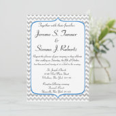 Elegant Blue en Gray Chevron Wedding Invitation Kaart (Staand voorkant)