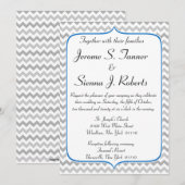 Elegant Blue en Gray Chevron Wedding Invitation Kaart (Voorkant / Achterkant)