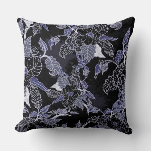 Elegant Blue en Gray Dark Floral Sierkussen