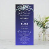 Elegant Blue en Green Floral Blue Wedding Programm (Staand voorkant)