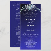 Elegant Blue en Green Floral Blue Wedding Programm (Voorkant / Achterkant)