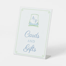 Elegant Blue en Green Wedding Cards en Gifts Reclamebord Met Voetstuk