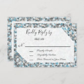 Elegant Blue en Grey Abstract Stone-reactiekaart RSVP Kaartje (Voorkant / Achterkant)