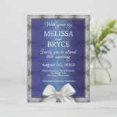 Elegant blue en grijze trouwuitnodiging kaart (Staand voorkant)