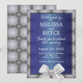 Elegant blue en grijze trouwuitnodiging kaart (Voorkant / Achterkant)