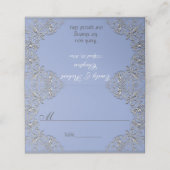 Elegant Blue en metal effect scroll bruiloft Plaatskaartje (Buitenkant ongevouwen)