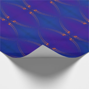 Elegant Blue en Paarse Faux Gold Stars Kerstmis Cadeaupapier