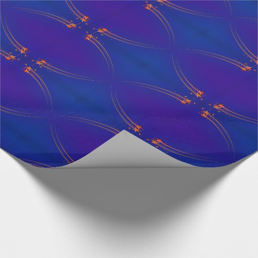 Elegant Blue en Paarse Faux Gold Stars Kerstmis Cadeaupapier (Hoek)