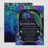 Elegant Blue en Paarse Floral Peacock Sweet 16 Kaart (Voorkant / Achterkant)