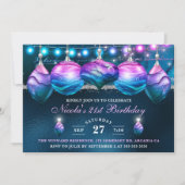 Elegant Blue en Paarse Mermaid Baubles Birthday Kaart (Voorkant)