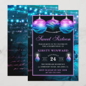 Elegant Blue en Paarse Mermaid Baubles Sweet 16 Kaart (Voorkant / Achterkant)