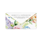 Elegant Blue en Paarse Waterverf Blossom | Weddens Etiket (Voorkant)