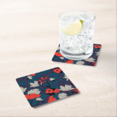 Elegant Blue en Red Floral Pattern Kartonnen Onderzetters (Insitu)