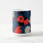 Elegant Blue en Red Floral Pattern Koffiemok (Center)