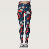 Elegant Blue en Red Floral Pattern Leggings (Voorkant)