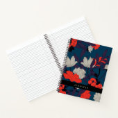 Elegant Blue en Red Floral Pattern Notitieboek (Binnen)