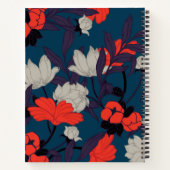 Elegant Blue en Red Floral Pattern Notitieboek (Achterkant)