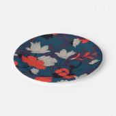 Elegant Blue en Red Floral Pattern Papieren Bordje (Gekanteld)