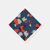 Elegant Blue en Red Floral Pattern Servet (Hoek)