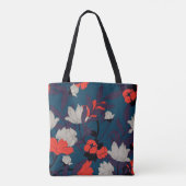Elegant Blue en Red Floral Pattern Tote Bag (Achterkant)