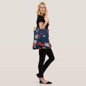 Elegant Blue en Red Floral Pattern Tote Bag (Op model)