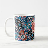 Elegant Blue en Red Paisley Print Custom Text Koffiemok (Links)