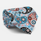 Elegant Blue en Red Persian Paisley Print Stropdas (Opgerold)