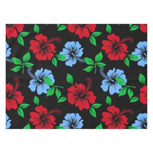 Elegant blue en Red Tropical Floral Pattern | Tafelkleed (Voorkant (Horizontaal))