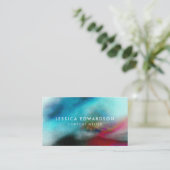 Elegant Blue en Red Waterverf Abstract Visitekaartje (Staand voorkant)