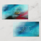 Elegant Blue en Red Waterverf Abstract Visitekaartje (Voorkant / Achterkant)