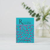 Elegant Blue en roze luipaard Print Display Kaart Visitekaartje (Staand voorkant)