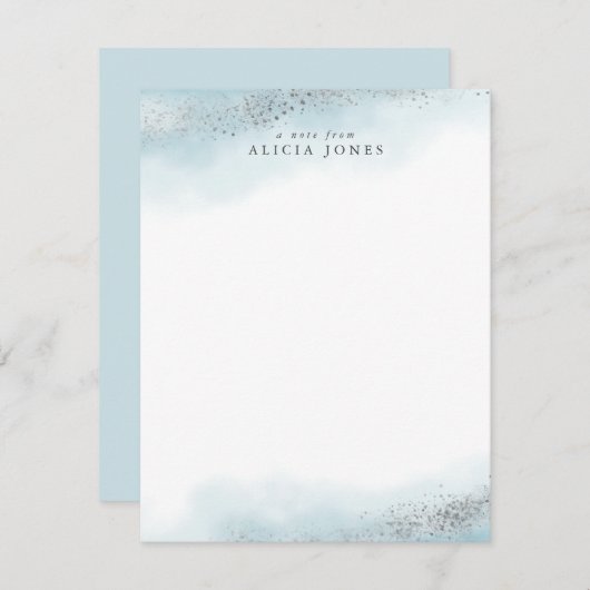 Elegant Blue en Silver Cloud Persoonlijk Notitiekaartje (Voorkant / Achterkant)